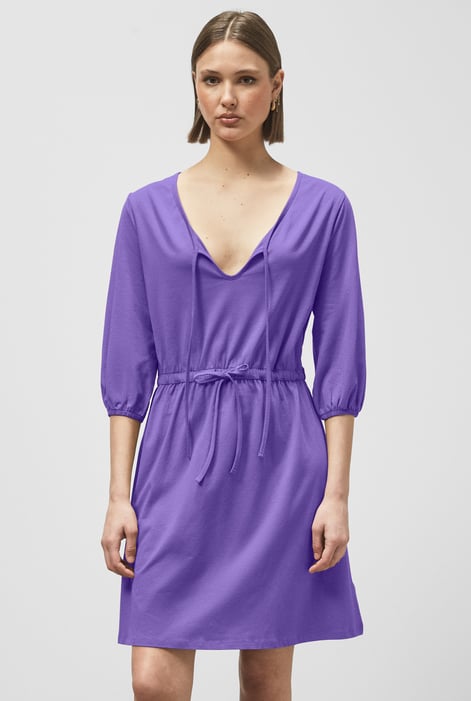 Green Drawstring Waist Jersey Dress