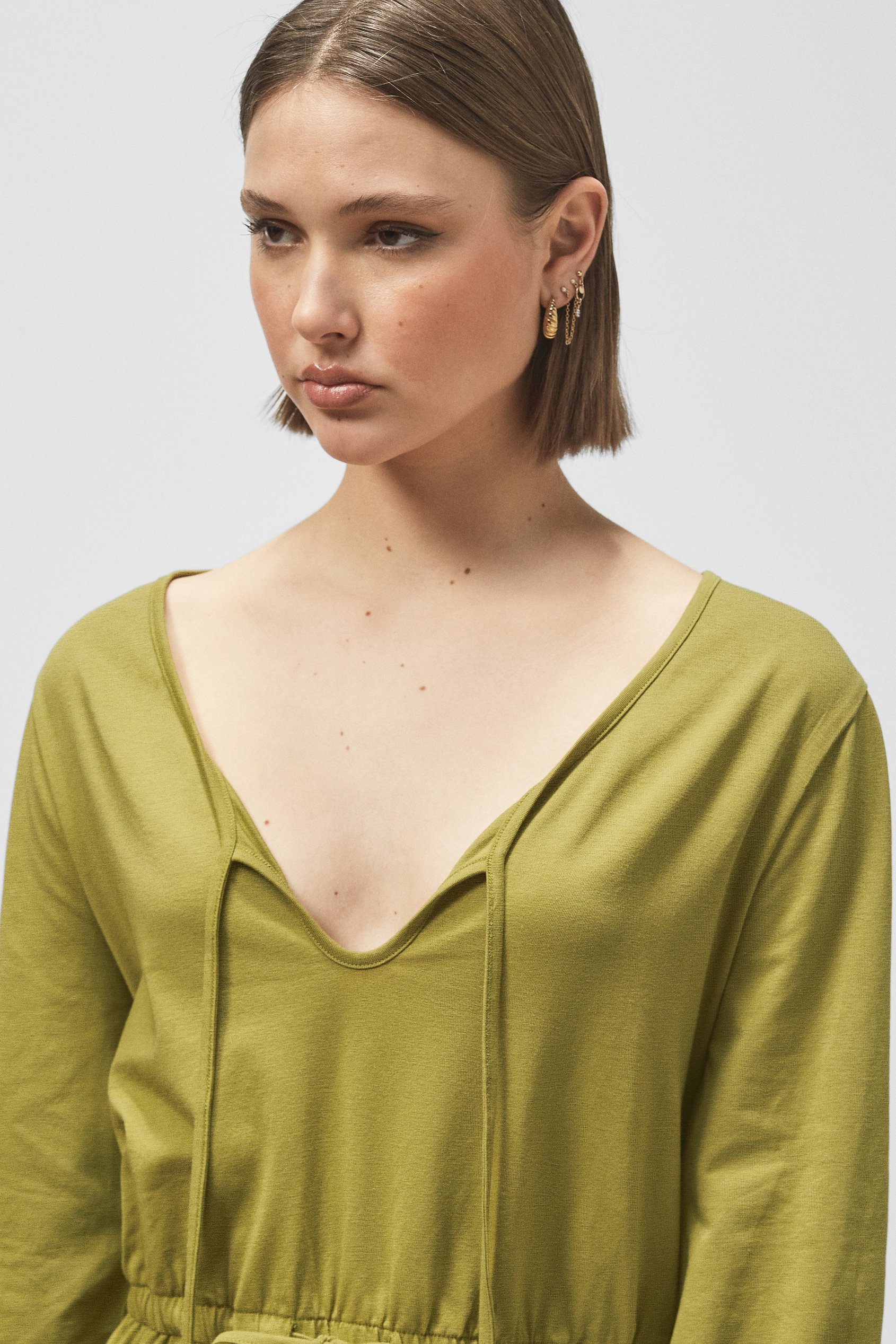 Drawstring Waist Jersey Dress