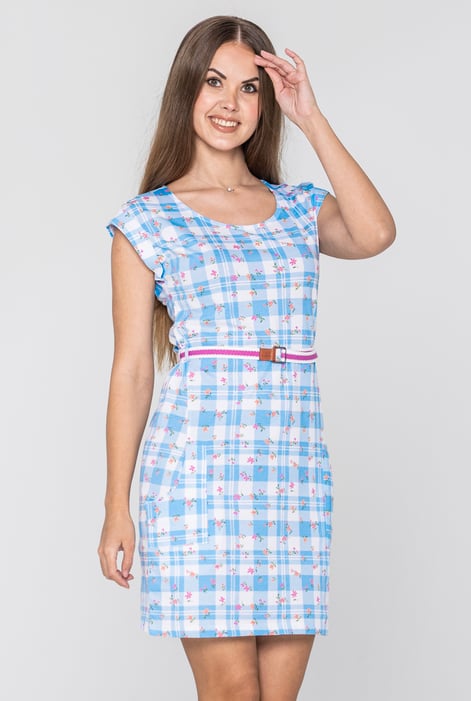 Yellow Belted Printed Jersey Dress