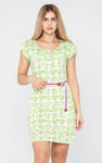 Belted Printed Jersey Dress