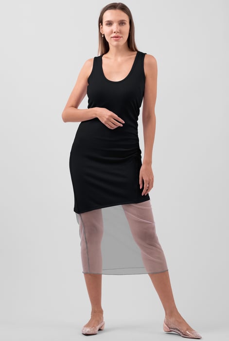 Purple Chic Slim-Fit Dress with Mesh Detail