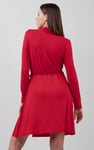 Mock Neck Tie-Belt Mini Dress