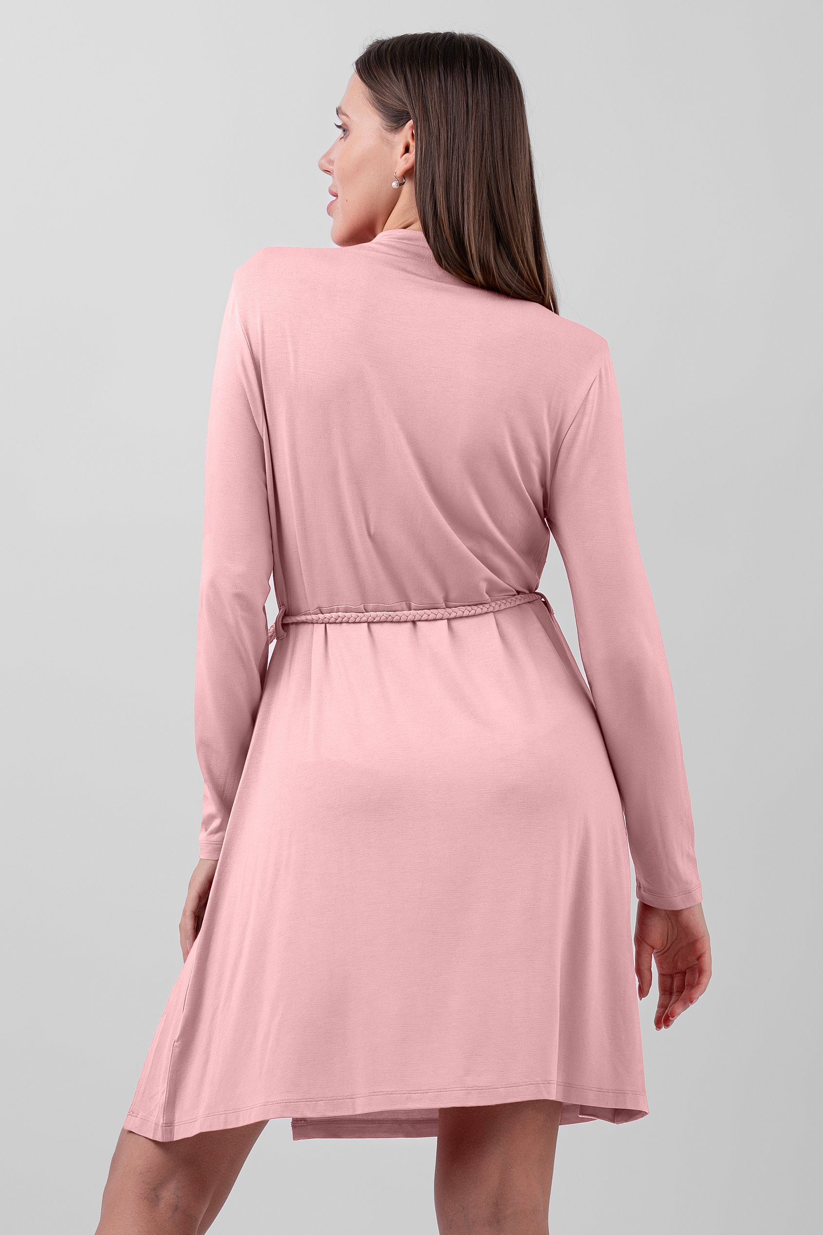 Mock Neck Tie-Belt Mini Dress