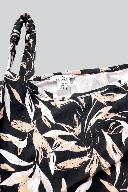 Women's Printed Midi Dress with Cut-Out Detail