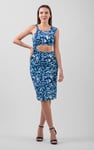 Women's Printed Midi Dress with Cut-Out Detail