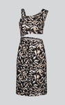 Women's Printed Midi Dress with Cut-Out Detail