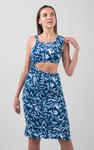 Women's Printed Midi Dress with Cut-Out Detail