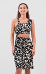 Women's Printed Midi Dress with Cut-Out Detail
