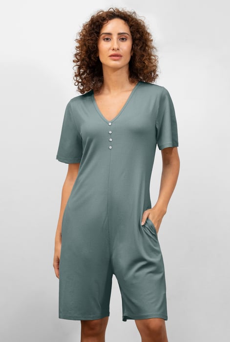 Silver Bell Sleeve Textured Rib Playsuit