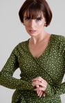 Slim Fit V-Neck Dot Printed Dress