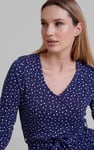 Slim Fit V-Neck Dot Printed Dress