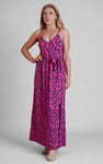 Geo Printed Jersey Wrap Front Maxi Dress