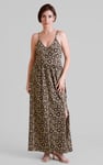Geo Printed Jersey Wrap Front Maxi Dress