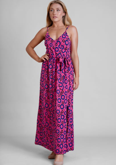 Geo Printed Jersey Wrap Front Maxi Dress