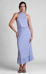 Tiles Print Halter Neck Midi Jersey Dress
