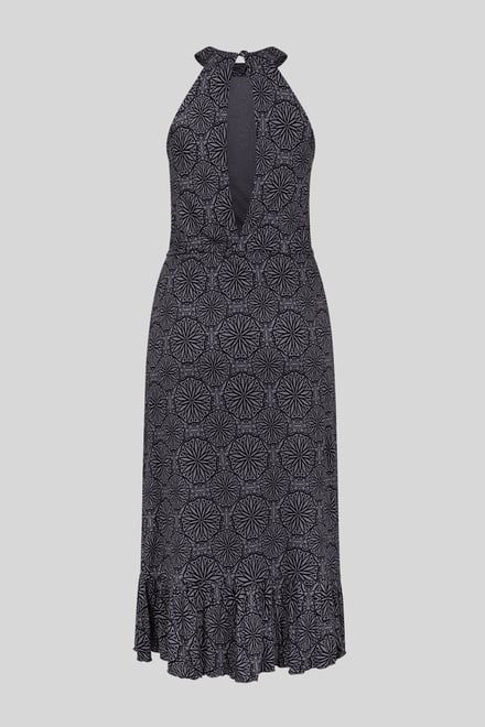Tiles Print Halter Neck Midi Jersey Dress
