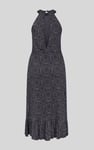 Tiles Print Halter Neck Midi Jersey Dress