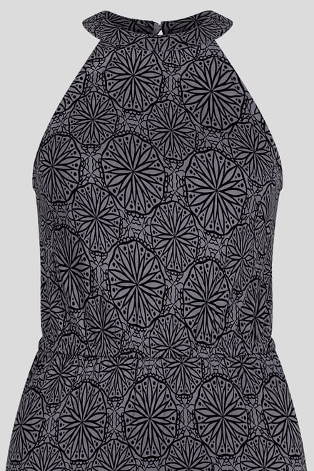 Tiles Print Halter Neck Midi Jersey Dress