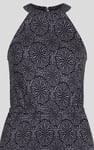 Tiles Print Halter Neck Midi Jersey Dress