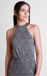 Tiles Print Halter Neck Midi Jersey Dress
