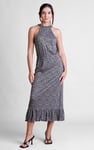 Tiles Print Halter Neck Midi Jersey Dress