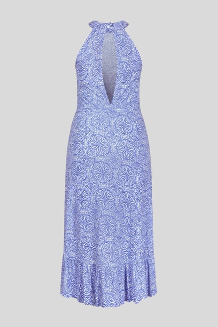 Tiles Print Halter Neck Midi Jersey Dress
