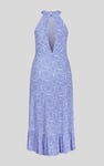 Tiles Print Halter Neck Midi Jersey Dress