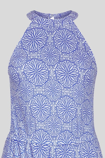 Tiles Print Halter Neck Midi Jersey Dress
