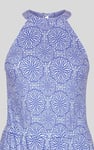 Tiles Print Halter Neck Midi Jersey Dress