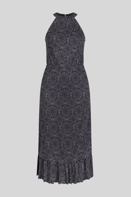 Tiles Print Halter Neck Midi Jersey Dress