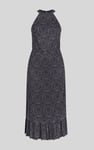 Tiles Print Halter Neck Midi Jersey Dress