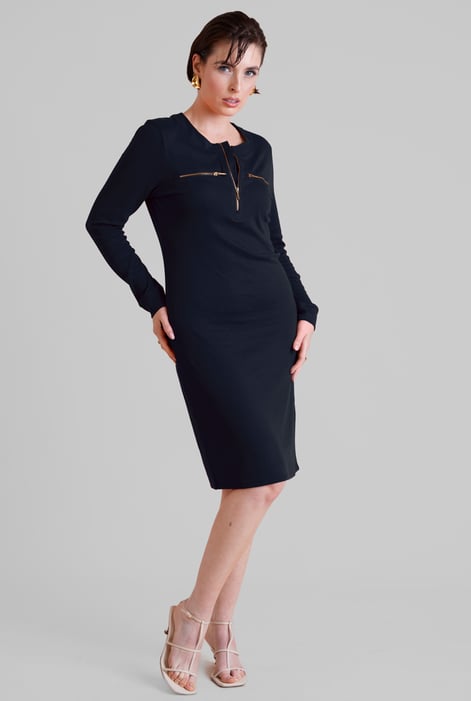 Women's Red Zip Front Mini Jersey Dress