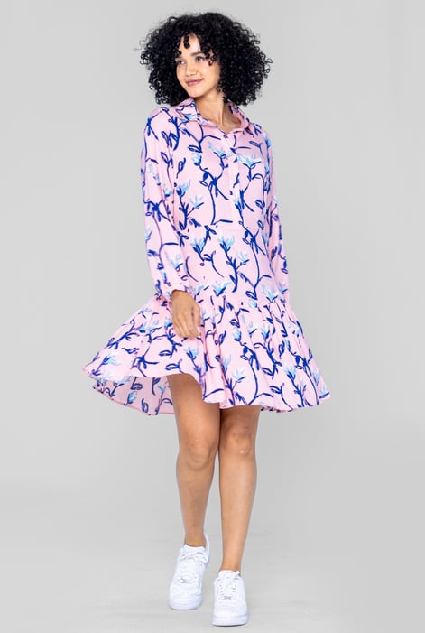 Pink Floral Shirt Dress