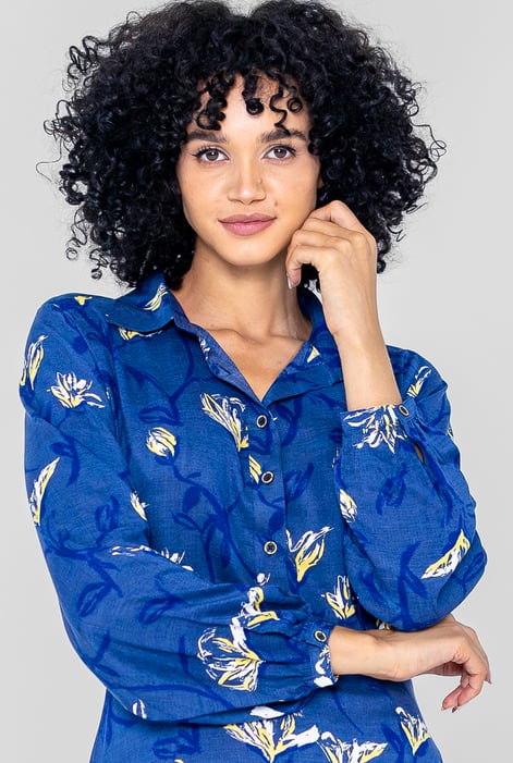 Navy Floral Shirt Dress