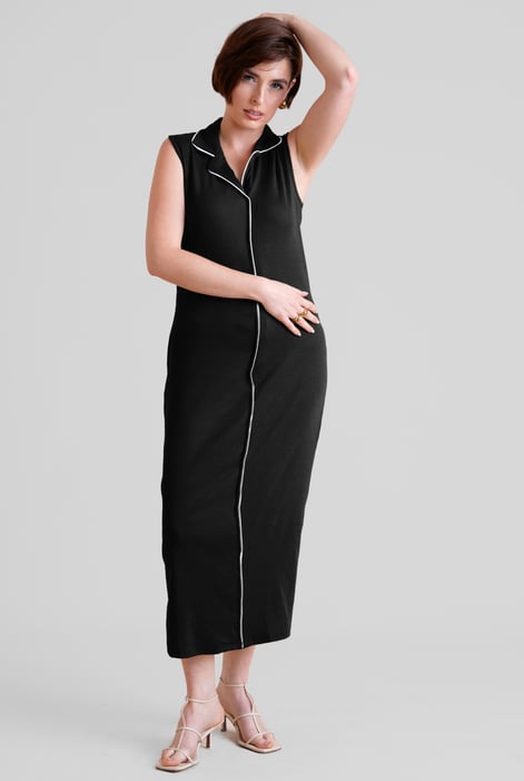 Olive Brooke Sleeveless contrast  rib Jersey Dress