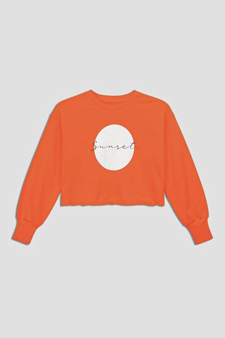 Raw Edge Chest Print Sweatshirt