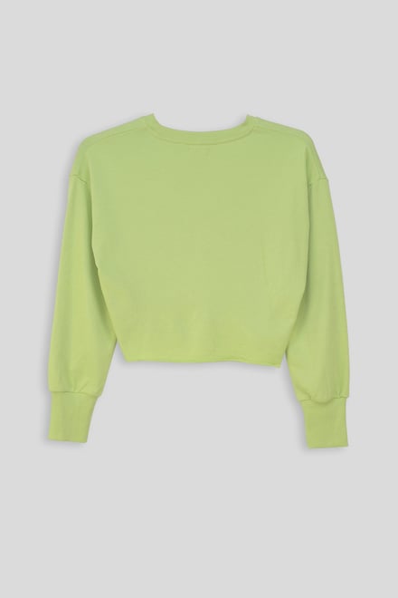 Raw Edge Chest Print Sweatshirt