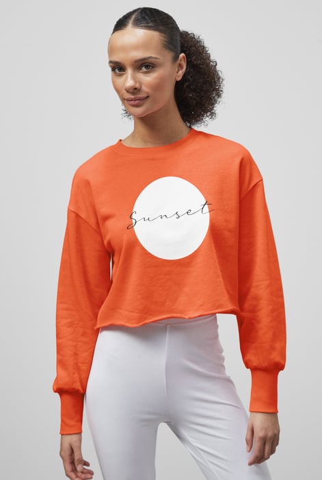 Blue Raw Edge Chest Print Sweatshirt
