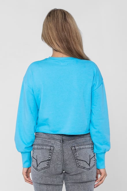 Raw Edge Chest Print Sweatshirt