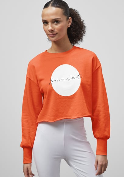 Raw Edge Chest Print Sweatshirt