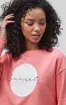 Raw Edge Chest Print Sweatshirt
