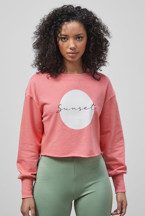 Blue Raw Edge Chest Print Sweatshirt