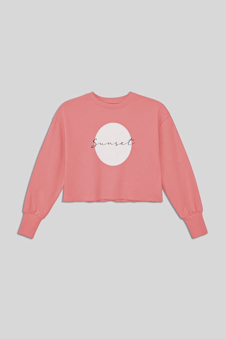 Raw Edge Chest Print Sweatshirt