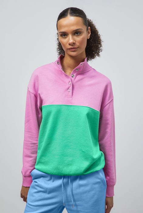 Yellow Colour Block LS High Neck Sweatshirt