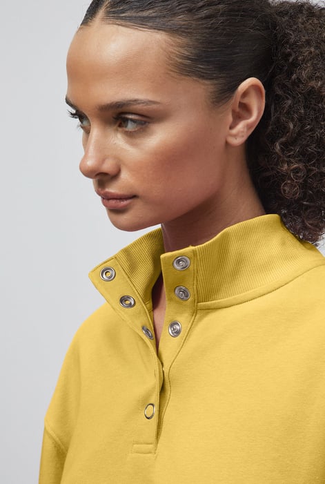 Yellow Colour Block LS High Neck Sweatshirt