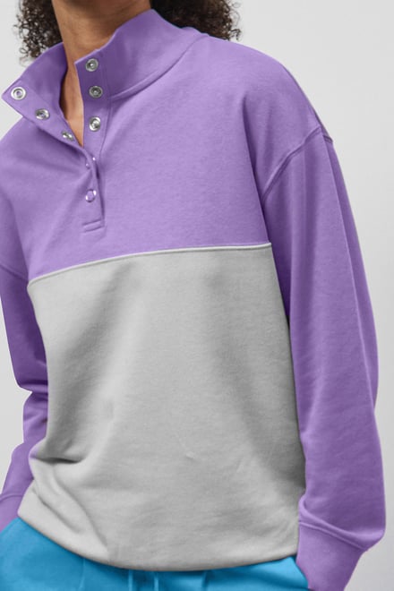 Colour Block LS High Neck Sweatshirt
