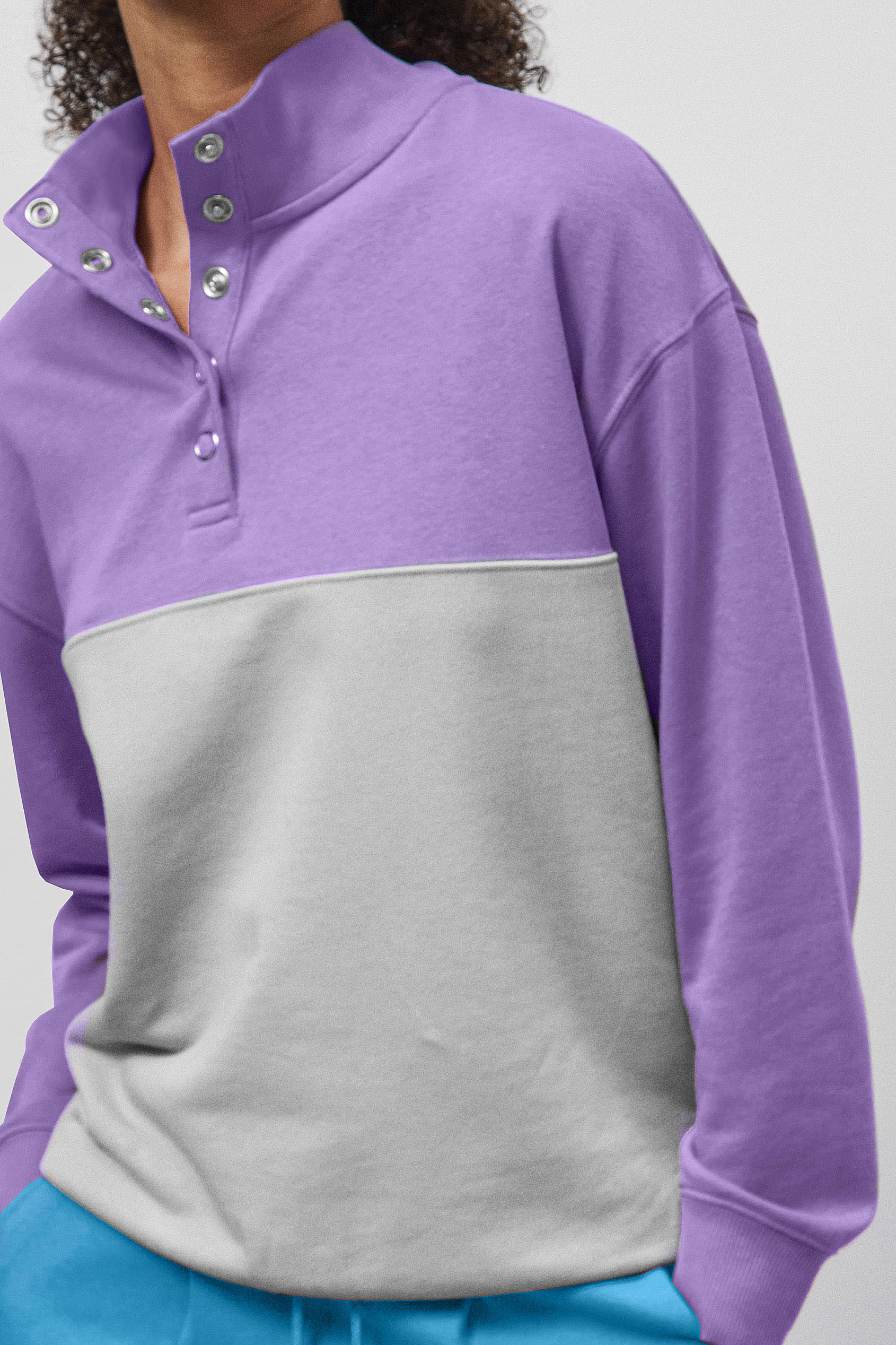 Colour Block LS High Neck Sweatshirt