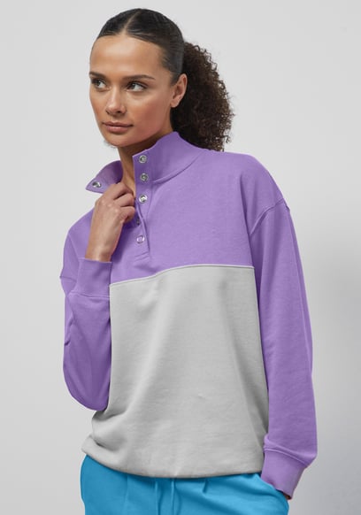 Colour Block LS High Neck Sweatshirt