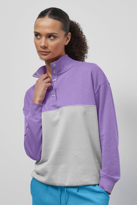 Yellow Colour Block LS High Neck Sweatshirt