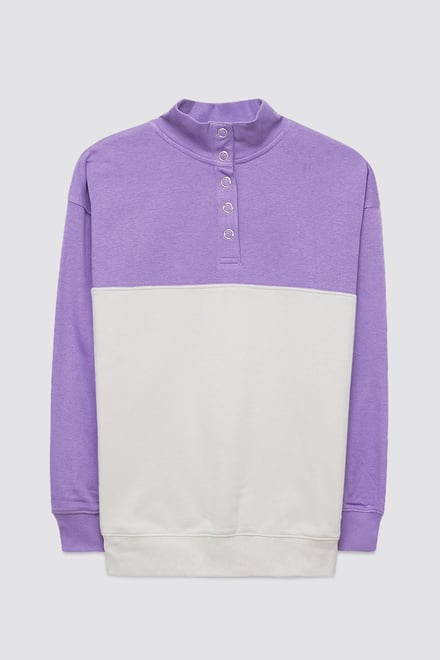 Colour Block LS High Neck Sweatshirt
